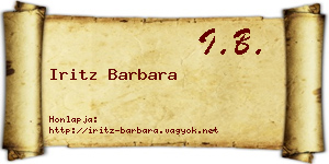 Iritz Barbara névjegykártya